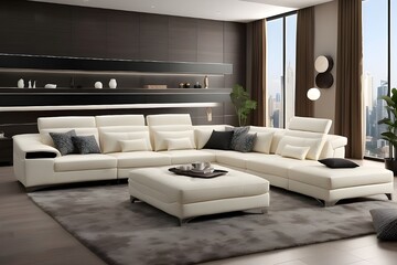 Wall Mural - Here’s a modern U-shaped sectional sofa to deliver a luxurious seating experience. Adjustable pillow arms and plump cushions amp up the comfort quotient.