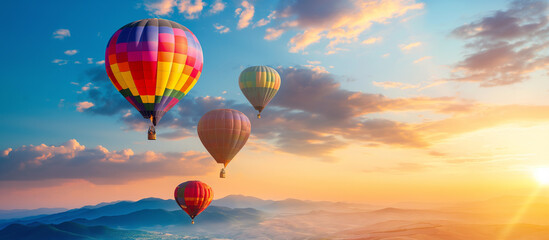 hot air balloon in sunset