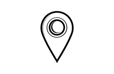 Map marker black icon isolated on white background. Vector illustration.