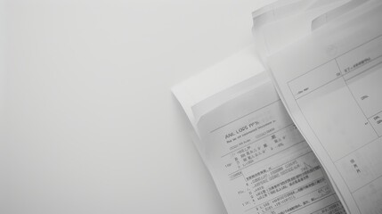 Wall Mural - Close-up view of printed financial documents displaying annual loss percentages on a white surface, revealing complex data analysis for informed investment and market strategies