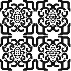 Wall Mural - Intricate Black and White Geometric Pattern Tile Design