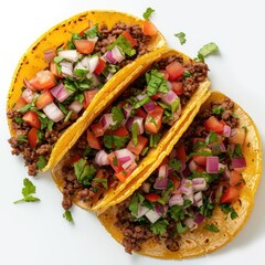 Canvas Print - two tacos on a plate with a lot of toppings