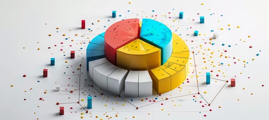 Poster - Graph finance business data chart 3D visual. Generative AI technology.	
