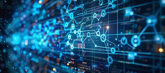 Leinwandbilder - Digital networking connect structure. Technology wireless server communication system. Team social linked global digital database. Generative AI technology.