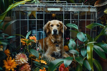 Wall Mural - golden retriever puppies