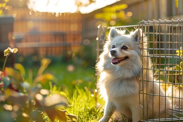 Poster - dog in a cage