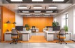 © Chacmool - Modern orange office interior. toned image