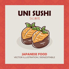 Wall Mural - Uni sushi Japanese food vector illustration