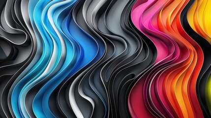 Abstract 3d wave pattern with vibrant colors, digital art. Modern design and creativity concept