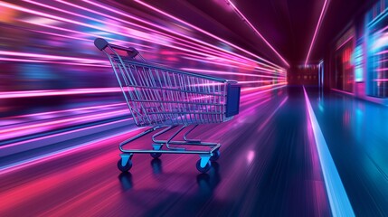 Market Shopping Cart Fast Neon
