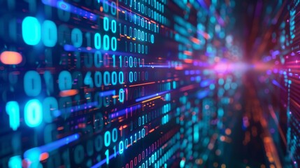 Abstract futuristic cyberspace with binary code, matrix background with digits, Programming code abstract technology background of software developer and Computer script 
