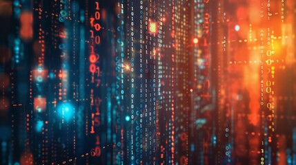 Abstract futuristic cyberspace with binary code, matrix background with digits, Programming code abstract technology background of software developer and Computer script 