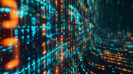 Abstract futuristic cyberspace with binary code, matrix background with digits, Programming code abstract technology background of software developer and Computer script 