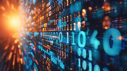 Abstract futuristic cyberspace with binary code, matrix background with digits, Programming code abstract technology background of software developer and Computer script 