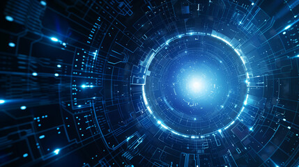 Wall Mural - futuristic technology blue background tech wallpaper internet data digital business background
