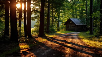 Wall Mural - forest road home