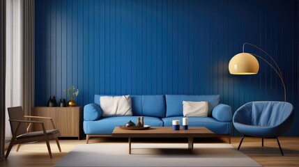 Poster - stylish blue wood panel