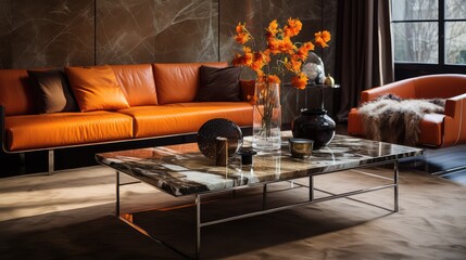 Poster - contemporary orange marble