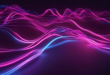 Wall Mural - background abstract render neon light wavy dynamic line power floor blue ultraviolet lines glowing 3d spectrum pink wave three dimensional