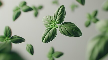 Canvas Print - green leaves on a white background