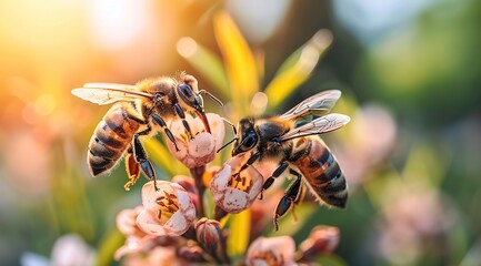 Sticker - bee on flower