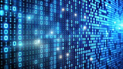 Abstract coding concept with binary numbers and lines of code on a digital screen, technology, programming, software