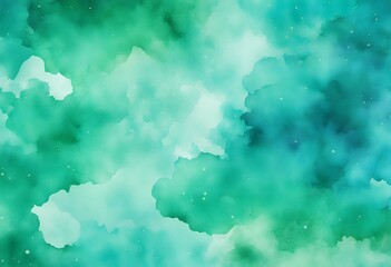 Sticker - watercolor fringe stains background textured green vintage blue color bleed texture cloudy blobs splash white sky concept design abstract