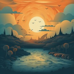 Poster - sunset over the sea