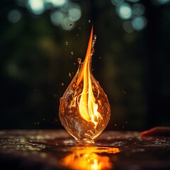 Canvas Print - burning fire in water