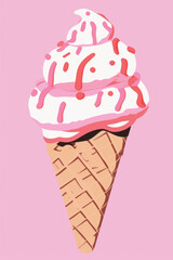 Poster - Delicious pink ice cream cone