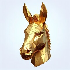 Wall Mural - A 3D Gold polygon of donkey head with Eyebrow raised 