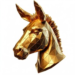 Wall Mural - A 3D Gold polygon of donkey head with Eyebrow raised 