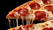 © Paul - Tempting slice of pepperoni pizza with stretching cheese, isolated background, with a clear area for text integration, ideal for marketing use
