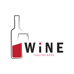 Sticker - Wine logo with wine glasses and bottles.for night clubs,bars,cafe and wine shops.