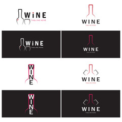 Wall Mural - Wine logo with wine glasses and bottles.for night clubs,bars,cafe and wine shops.