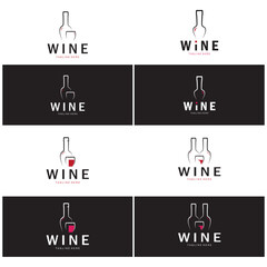 Wall Mural - Wine logo with wine glasses and bottles.for night clubs,bars,cafe and wine shops.