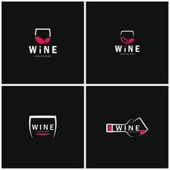 Sticker - Wine logo with wine glasses and bottles.for night clubs,bars,cafe and wine shops.