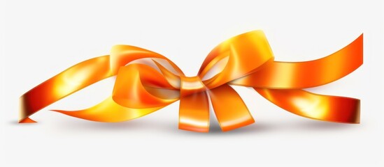 Wall Mural - Orange Satin Ribbon Bow on White Background