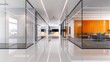 © Paul - Sleek office space with glass walls, arrows leading to vision and mission statements displayed prominently on the glass
