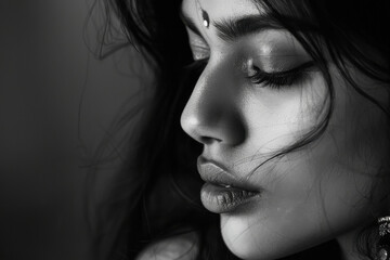 Canvas Print - close up of young indian woman