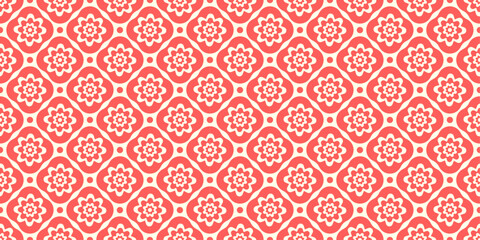 Wall Mural - A red and white floral patterned fabric