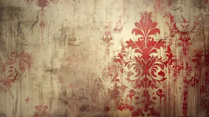 Wall Mural - A highly detailed image of grunge vintage wallpaper showcases intricate patterns and textures that evoke a sense of nostalgia and history.