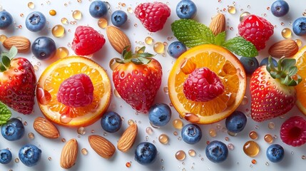 Wall Mural - Fresh fruits and nuts - generative ai