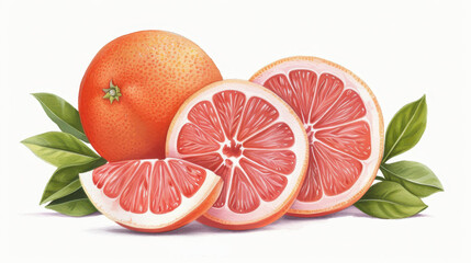 Wall Mural - Vibrant grapefruit illustration on a clean background. Perfect for fresh, fruity designs and healthy lifestyle themes.