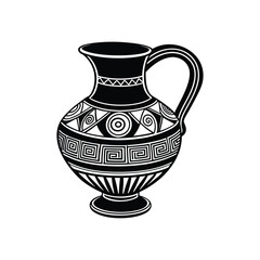 antique Greek jug silhouette vector art illustration isolated on white background