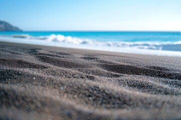 Wall Mural - beautiful beach with sand and the sea in the background out of focus during the day in high resolution and sharpness HD - generative ai