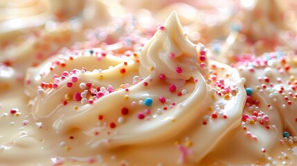 Canvas Print - Creamy frosting with colorful sprinkles. AI.