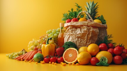 Wall Mural - Vibrant fresh produce assortment - generative ai