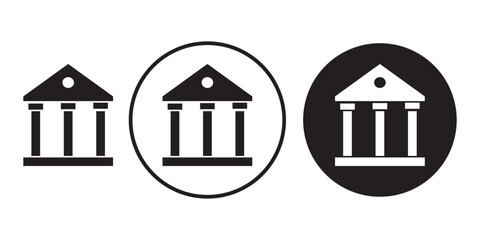 bank building vector icon silhouette set, bank government courthouse architecture simple land mark. 