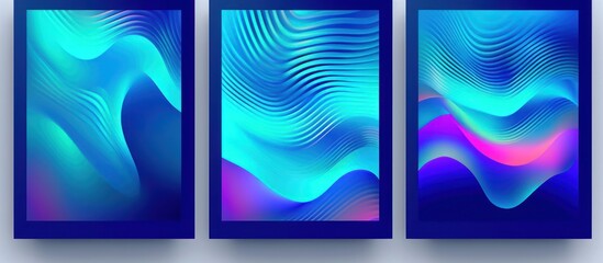 Sticker - Abstract Blue and Purple Gradient Wave Posters